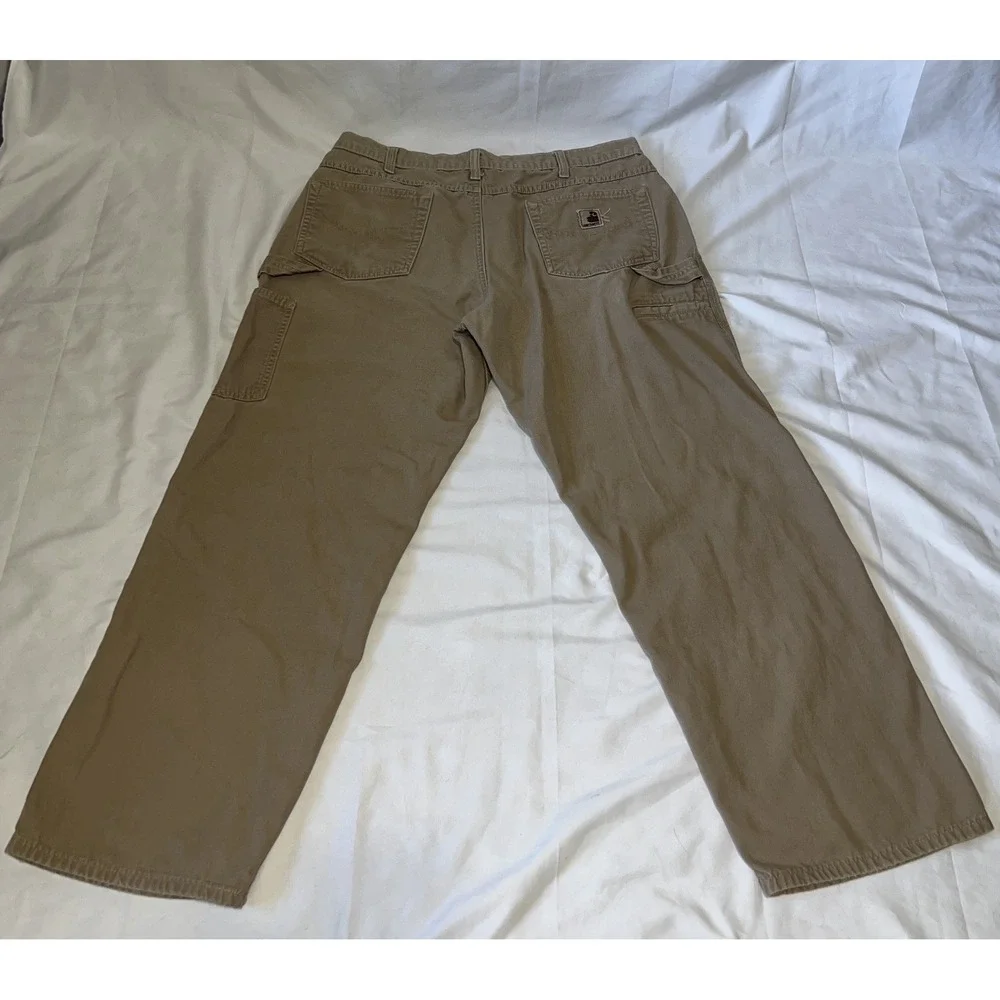 Carhartt Pants Men's 36x30 Loose Fit Carpenters Workwear Khaki B159-GKH GUC Read